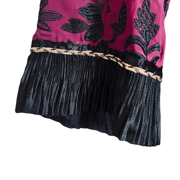 Vintage Kaftan Maxi Dress Sz M Magenta Embroidered Floral Boho Goth Whimsigoth - Picture 6 of 10